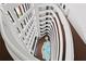 Overhead view of the building's central atrium, complete with interior water feature and balconies at 2555 S Atlantic Ave # 1007, Daytona Beach Shores, FL 32118