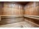 Inviting sauna room featuring natural wood paneling and comfortable built-in benches at 2555 S Atlantic Ave # 1007, Daytona Beach Shores, FL 32118