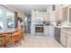 Bright kitchen features tile flooring, white cabinets and stainless steel appliances with a breakfast nook and backyard views at 3057 Norlina St, Deltona, FL 32738