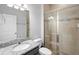Modern bathroom featuring granite countertops, tile floors and glass enclosed shower at 3565 Fernanda Dr, Deltona, FL 32738