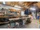 Shed interior offering shelving, tables, and an organized space for hobbies, projects, and storage at 749 Cassadaga Rd, Lake Helen, FL 32744