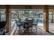 Covered patio with a brick floor features a dining table with six chairs overlooking the screened pool area and well maintained backyard at 1500 Wyngate Dr, Deland, FL 32724