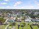 Panoramic aerial view of a quiet neighborhood featuring tidy lawns and well-spaced houses at 2216 Umbrella Tree Dr, Edgewater, FL 32141