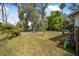 Large backyard with mature trees offering a partially shaded area at 2249 Swoope Dr, New Smyrna Beach, FL 32168