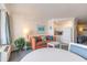 Cozy living area featuring a sofa, kitchen, dining table, and ocean views at 2700 N Atlantic Ave # 454, Daytona Beach, FL 32118