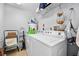 Bright laundry room with modern washer and dryer, shelving, and fresh, neutral paint at 2801 S Ridgewood Ave # 1214, South Daytona, FL 32119
