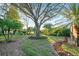 Beautifully landscaped front yard featuring mature trees and lush tropical foliage at 411 Foxhill Dr, Debary, FL 32713