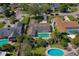 Aerial view of home highlighting the pool, backyard, and proximity to neighboring houses at 901 Ponca Trl, Maitland, FL 32751