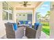 Relaxing covered patio area with comfortable seating and a ceiling fan for added comfort at 1716 Red Rock Rd, New Smyrna Beach, FL 32168