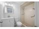 Clean bathroom featuring a walk-in shower and modern vanity at 1986 Big Oak Dr, South Daytona, FL 32119