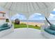 Ocean views from inside the gazebo with views of the beach in the background, a hammock and seating at 201 Ocean Shore Blvd, Ormond Beach, FL 32176