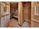 Interior view of sauna featuring wood paneling and brick floor at 230 White Dove Ave, Orange City, FL 32763