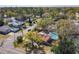 Aerial view of a home with a fenced backyard pool in a neighborhood with mature trees and well-kept lawns at 1002 Charles St, Port Orange, FL 32129