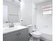 Bathroom with a single sink vanity and a tub shower combo at 1002 Charles St, Port Orange, FL 32129