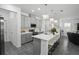 Bright kitchen with pendant lighting, gray cabinetry, and a large island with seating at 1088 Happy Forest Loop, Deland, FL 32720