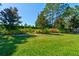 Manicured backyard with lush green grass, well-maintained landscaping, and privacy hedges at 1423 Chelsea Manor Cir, Deland, FL 32724
