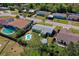 Aerial view of homes with pools, well-manicured lawns, and a boat in the driveway at 1609 Raleigh Ave, Daytona Beach, FL 32117