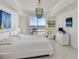 Bright bedroom with ocean views, a modern white bed, and stylish decor at 1900 N Atlantic Ave # 504, Daytona Beach, FL 32118