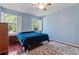 Comfortable bedroom with hardwood floors, blue walls, and shuttered windows for natural light at 376 Chelsea Place Ave, Ormond Beach, FL 32174