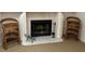 Living room with fireplace, tile hearth, and wicker chairs at 4164 New Marsh Rd, Deland, FL 32724