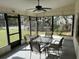 Screened-in back porch with ceiling fan and patio set overlooking the spacious yard at 4164 New Marsh Rd, Deland, FL 32724