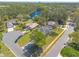 Beautiful aerial view of the home and surrounding neighborhood, showcasing mature trees, landscaping, and a lovely lake at 6 Greenvale Dr, Ormond Beach, FL 32174