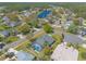 Beautiful aerial view of homes, lawns, trees and a small lake in a quiet residential neighborhood at 6 Greenvale Dr, Ormond Beach, FL 32174