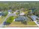A high angle view shows a quiet neighborhood with manicured lawns, mature trees, and beautiful homes at 6 Greenvale Dr, Ormond Beach, FL 32174