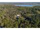 A distant aerial view of a home in the trees near a lake at 600 Tabatha Dr, Osteen, FL 32764
