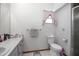 Bathroom featuring a single sink vanity and glass enclosed shower at 600 Tabatha Dr, Osteen, FL 32764