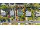 Aerial view showcasing the property's backyard, surrounding neighborhood, and lot size at 617 S Flamingo Dr, Holly Hill, FL 32117
