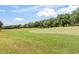 Expansive view of a lush golf course, showcasing its manicured green and vibrant blue sky, lined with mature trees at 1422 Carlow Cir, Ormond Beach, FL 32174