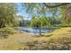 Scenic view of a tranquil pond surrounded by lush greenery and mature trees on a clear day at 1422 Carlow Cir, Ormond Beach, FL 32174
