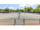 Full view of community tennis courts with green surface and black fencing offering an active lifestyle at 1422 Carlow Cir, Ormond Beach, FL 32174