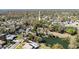 Aerial view showcases a home surrounded by lush trees and a scenic pond in the neighborhood at 464 Nash Ln, Port Orange, FL 32127