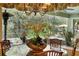 Dining room with a round glass table, stylish chairs, and a view of the lush backyard at 509 Victoria Hills Dr, Deland, FL 32724