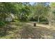 Secluded backyard with mature trees, storage shed, and hammock for ultimate privacy at 514 Land O Lakes Ct, Deland, FL 32724