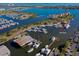 An aerial view shows the condominiums near a marina and Chart House restaurant at 732 Marina Point Dr # 7320, Daytona Beach, FL 32114
