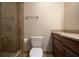 Bathroom featuring glass shower, neutral paint, and granite counters at 120 Black Duck Cir, Daytona Beach, FL 32119