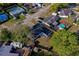 Overhead shot of a home showcasing a backyard, mature trees, and the surrounding neighborhood at 1304 Genmar St, Daytona Beach, FL 32117