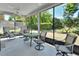 Enjoy outdoor living in this screened lanai with a ceiling fan and views of the green space at 1512 Lancashire Way, Deland, FL 32720