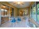 Bright sunroom featuring tile floors, ample windows, a ceiling fan and comfortable furniture at 232 Westchester Dr, Deland, FL 32724