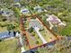 Aerial shot highlighting the property boundary lines at 29127 Old E Ml, Tavares, FL 32778