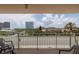 This condo balcony has seating and panoramic views of the city skyline at 2967 S Atlantic Ave # 301, Daytona Beach Shores, FL 32118
