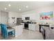 Modern kitchen with white cabinets, granite countertops, stainless steel appliances, and a kitchen island with seating at 3075 Meleto Blvd, New Smyrna Beach, FL 32168