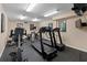 Community gym features treadmills, stationary bikes, posters and television at 3333 S Atlantic Ave # 2202, Daytona Beach, FL 32118
