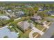 A high angle aerial view shows a one-story home with mature landscaping and a well manicured lawn in a residential neighborhood at 811 Smokerise Blvd, Port Orange, FL 32127