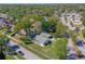 An aerial view showcases this home with a green roof and lush neighborhood at 912 Tree Garden Dr, Port Orange, FL 32127