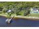 Breathtaking aerial view of a waterfront estate featuring a private dock and a luxurious pool, all nestled by the river at 2149 Hontoon Rd, Deland, FL 32720