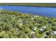 Expansive aerial shot of a lush residential neighborhood with mature trees and a glistening river in the background at 2149 Hontoon Rd, Deland, FL 32720
